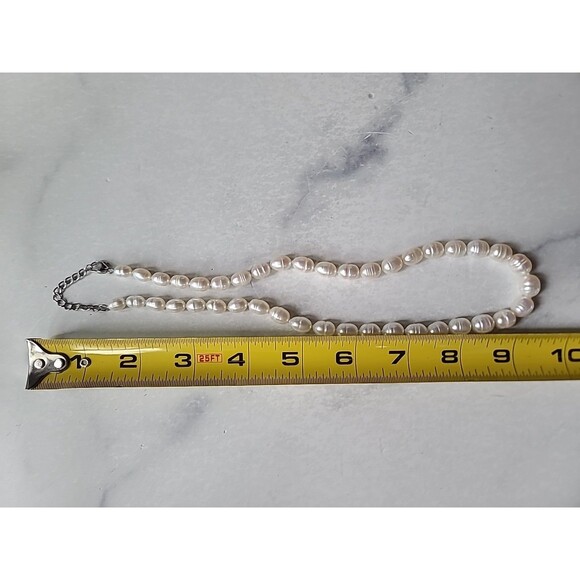 925 Sterling Silver Pearl Beaded Adjustable Necklace Vintage - Picture 10 of 10